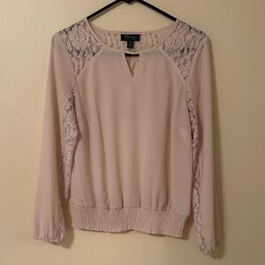 Tahari Women's Blush Lace Sleeve Blouse